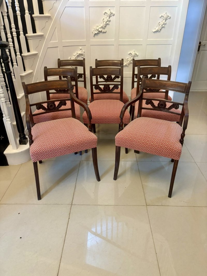 Outstanding Quality Set of 8 Antique Regency Mahogany Dining Chairs - Image 3